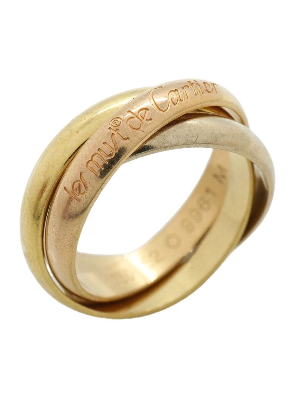 Cartier Ring Trinity Classic Model 18K Yellow Gold White Pink